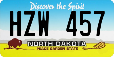 ND license plate HZW457