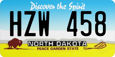 ND license plate HZW458