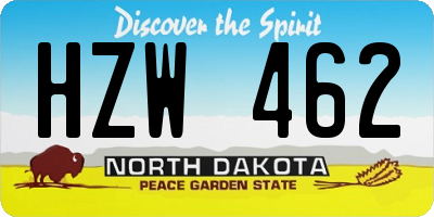 ND license plate HZW462
