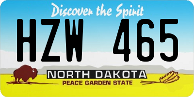 ND license plate HZW465