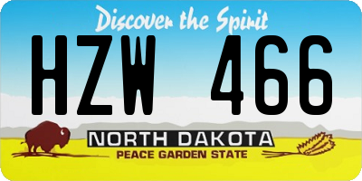 ND license plate HZW466