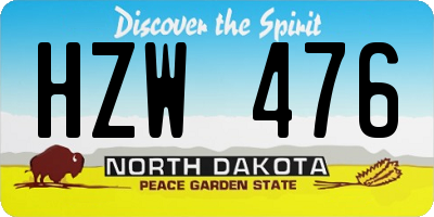 ND license plate HZW476
