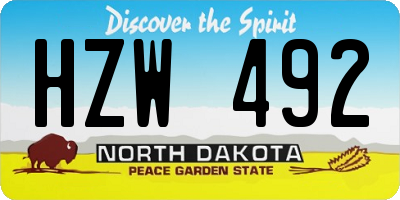 ND license plate HZW492