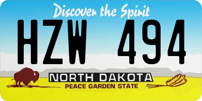 ND license plate HZW494