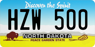 ND license plate HZW500