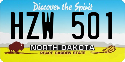 ND license plate HZW501