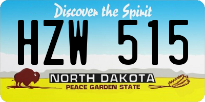 ND license plate HZW515