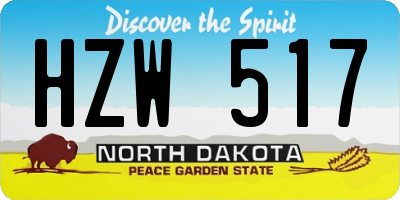 ND license plate HZW517