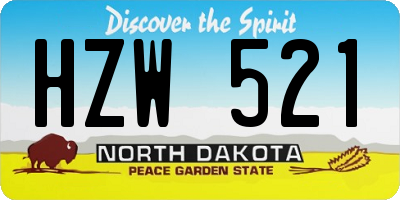 ND license plate HZW521