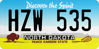 ND license plate HZW535