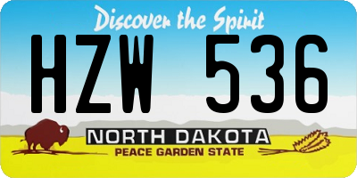 ND license plate HZW536