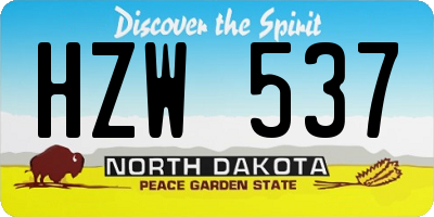 ND license plate HZW537