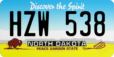 ND license plate HZW538