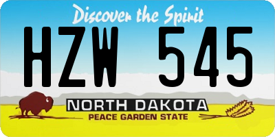 ND license plate HZW545