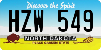 ND license plate HZW549
