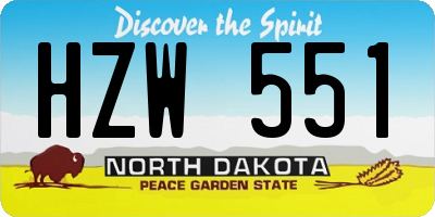 ND license plate HZW551