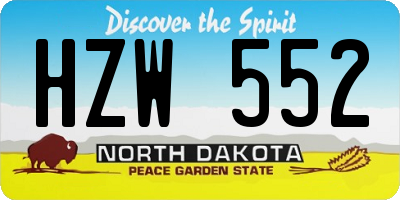 ND license plate HZW552