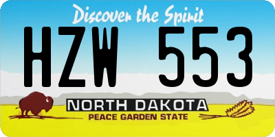 ND license plate HZW553