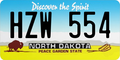 ND license plate HZW554