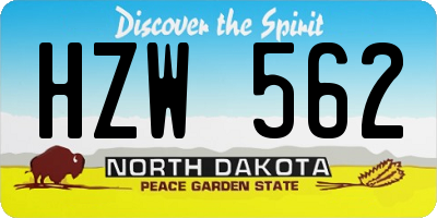ND license plate HZW562