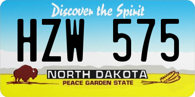ND license plate HZW575