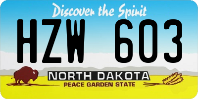 ND license plate HZW603