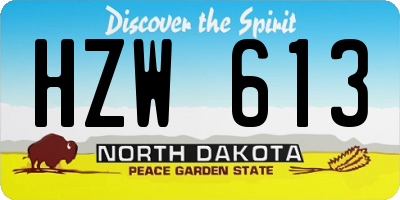 ND license plate HZW613