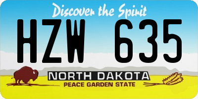 ND license plate HZW635