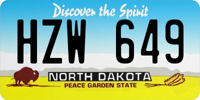 ND license plate HZW649