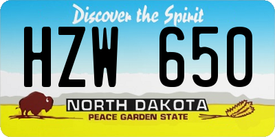 ND license plate HZW650