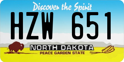 ND license plate HZW651