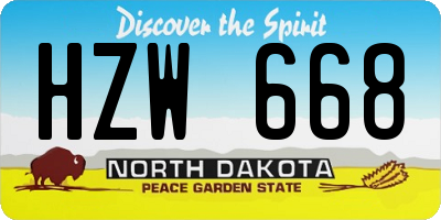 ND license plate HZW668