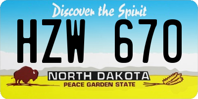ND license plate HZW670