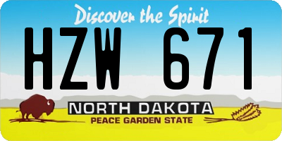 ND license plate HZW671
