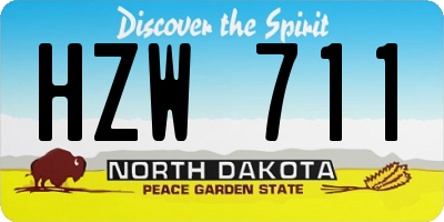 ND license plate HZW711