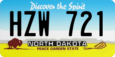 ND license plate HZW721