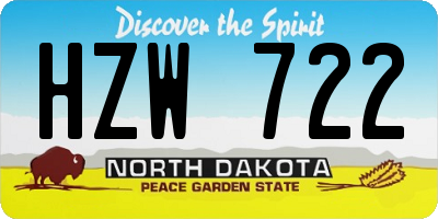 ND license plate HZW722