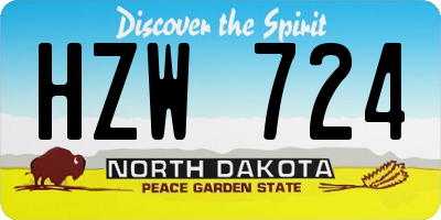 ND license plate HZW724