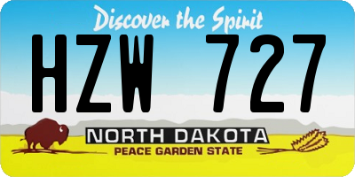 ND license plate HZW727