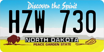 ND license plate HZW730