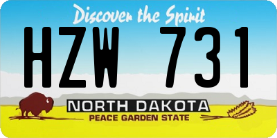 ND license plate HZW731