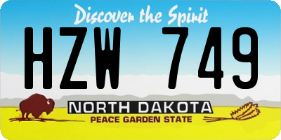 ND license plate HZW749