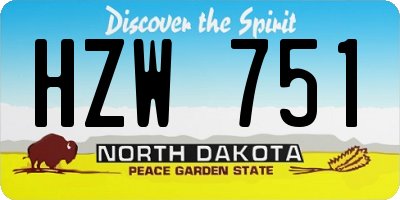 ND license plate HZW751