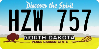 ND license plate HZW757