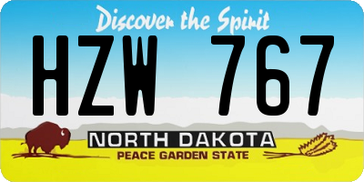 ND license plate HZW767