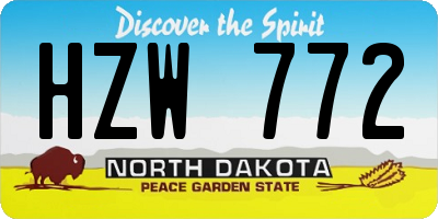 ND license plate HZW772