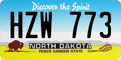 ND license plate HZW773