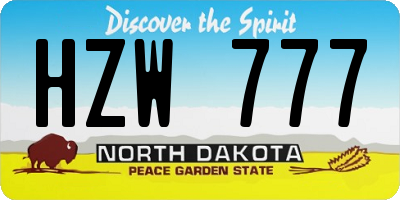 ND license plate HZW777
