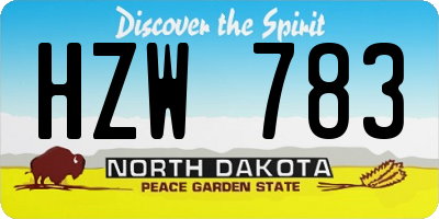 ND license plate HZW783