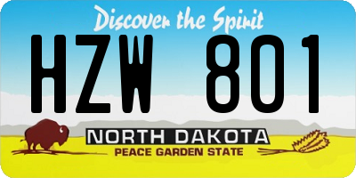 ND license plate HZW801